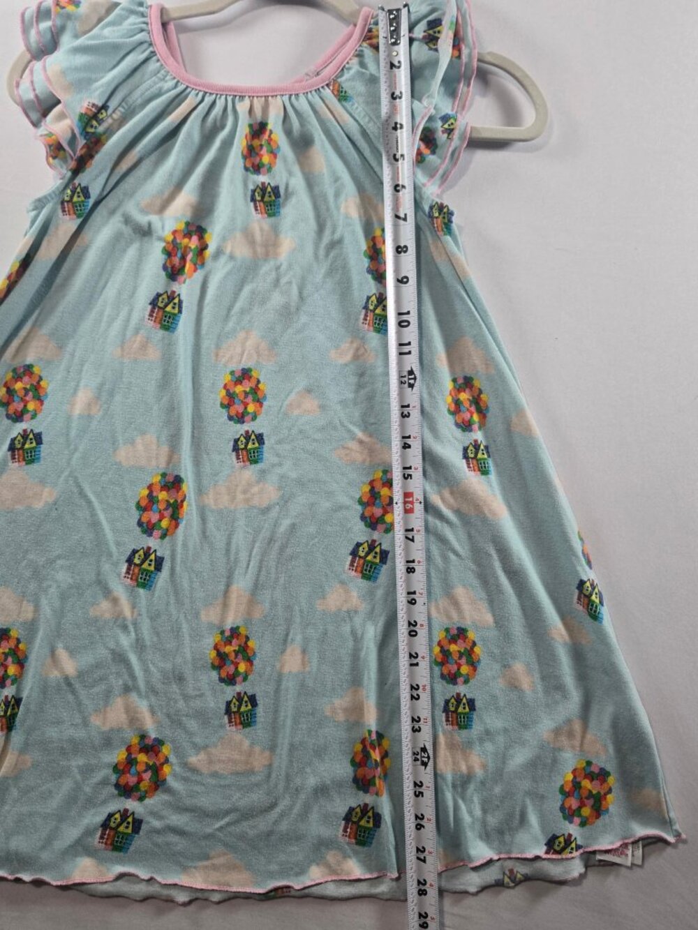 Disney Pixar Up Girls Nightgown Size 7/8 Blue Balloon House Flutter Sleeve Pajam - Picture 7 of 9